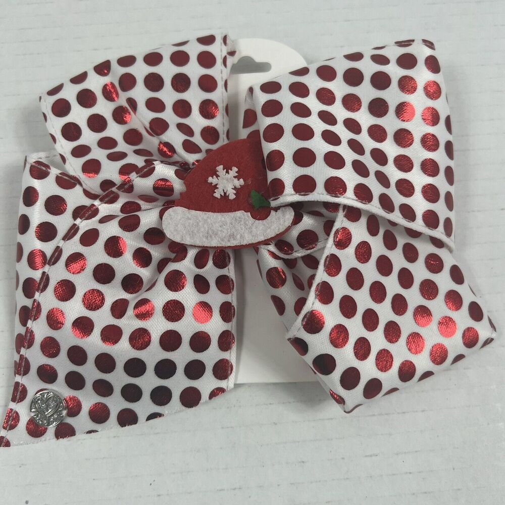 JoJo Hair Bow Christmas/Holiday Red Polka Dots Santa Hat, Large Christmas Bow